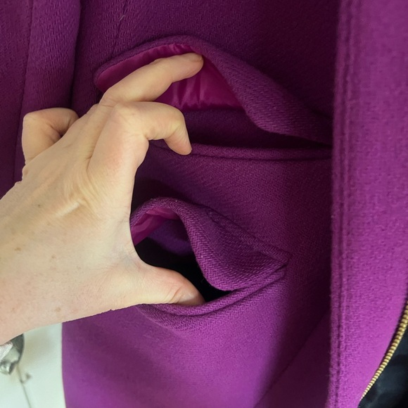 J.Crew Cocoon Coat in Italian Stadium Cloth – Bright Plum Purple – Size 6 - Picture 11 of 16